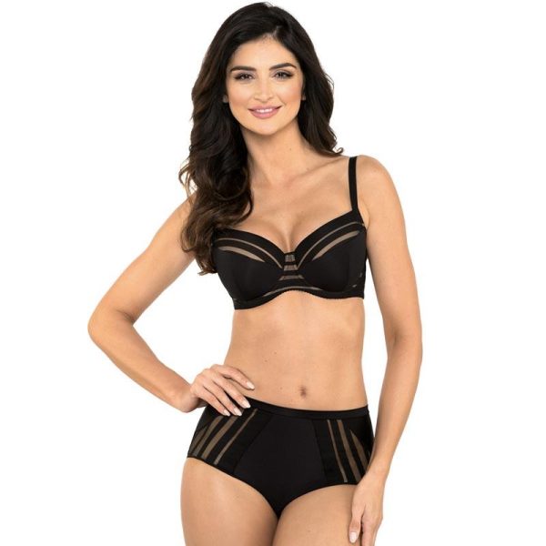 Full Figure Padded Striped Bra Gorteks Luna Black Discount