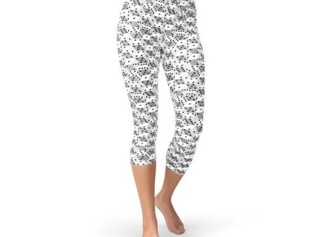 Womens Black and White Dice Capri Leggings Online now