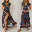 Womens Wrap Style V Neck Floral Maxi Dress Online now