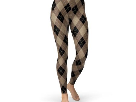 Womens Beige Brown Argyle Leggings Online now