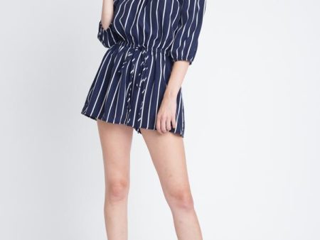 Women s Off Shoulder Stripe Romper Hot on Sale