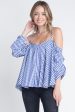 Women s Cold Shoulder Checkered Top For Cheap