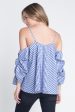 Women s Cold Shoulder Checkered Top For Cheap