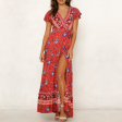 Womens Wrap Style V Neck Floral Maxi Dress Online now