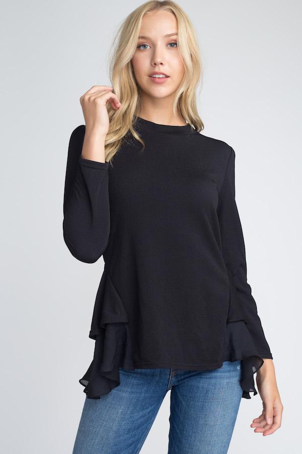 Women s Long Sleeve Ruffle Top Online Sale