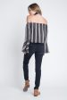 Women s Off Shoulder Casual Stripe Bell Sleeve Top Online Sale